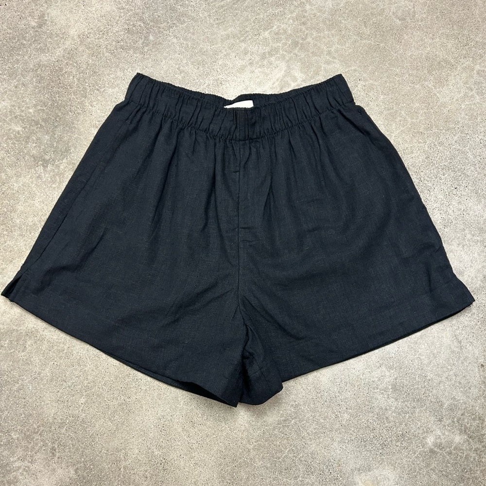 Abercrombie & Fitch High Waist Black Linen Blend Shorts